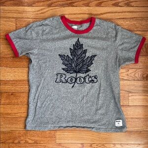 Roots Kids Heather Gray T-Shirt with Red Trim